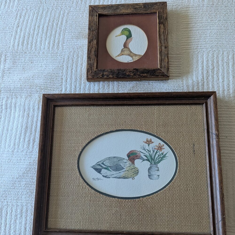 Bill Bolin Watercolors: Vintage  Mallard Duck Pair and Duck Decoy